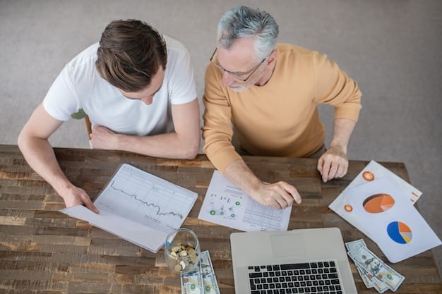 A detailed stock option grant agreement document being reviewed by a financial advisor, with graphs and charts illustrating potential financial scenarios.